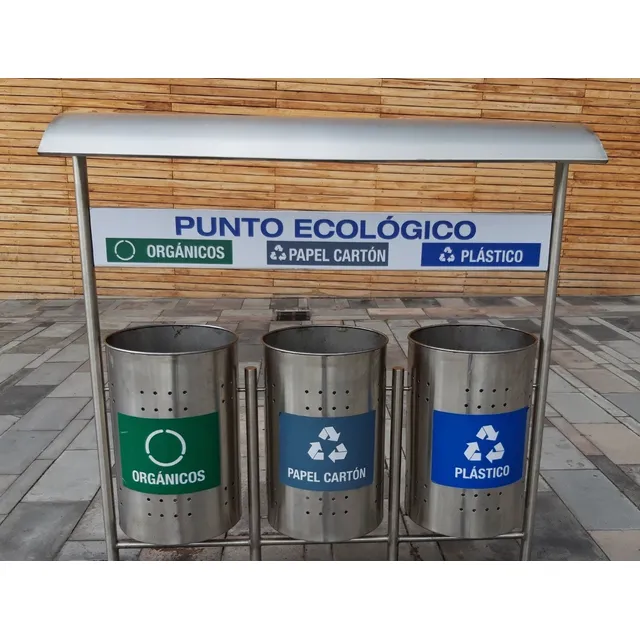 Basurero Estaciones Puntos Ecológicos Acero Inoxidable 304