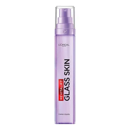 L'Oréal Paris Revitalift Filler Glass Skin Crema Líquida, con Ácido Hialurónico y Vitamina Cg, Hidratación Hasta 100 Horas, 50 ml