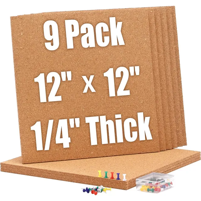 Tablero De Corcho Pared De 12 X12 , 1/4  De Grosor, Paq...