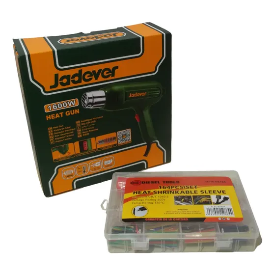 Combo Pistola Calor 1600w Y Set 164 Pzas.termoencogibles