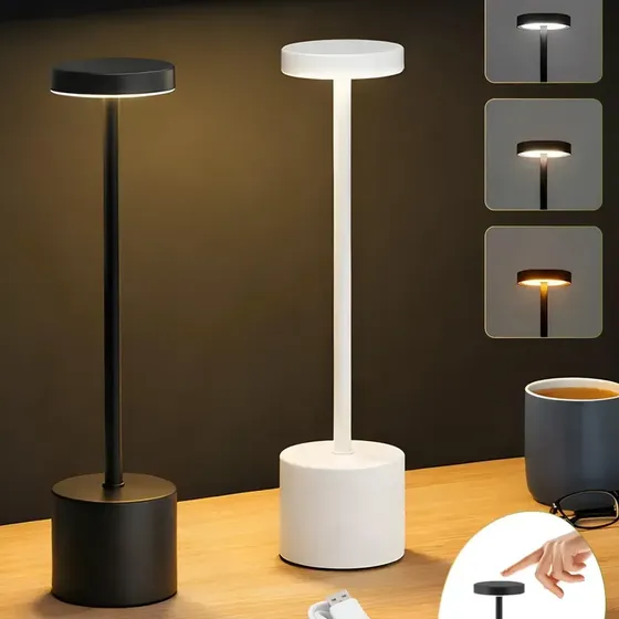 Abajur Luminária Led 3 Cores Sem Fio Leitura Quarto Quente Branco