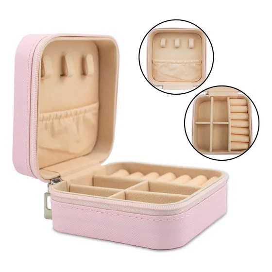 Mini Porta Joias Organizador Divisórias Forrado Rosa Claro Arte Sedução