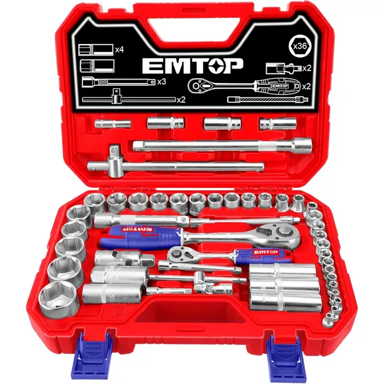 Juego De Ratchet Dados 1/2 1/4  C-rv 51 Piezas Maletin Emtop