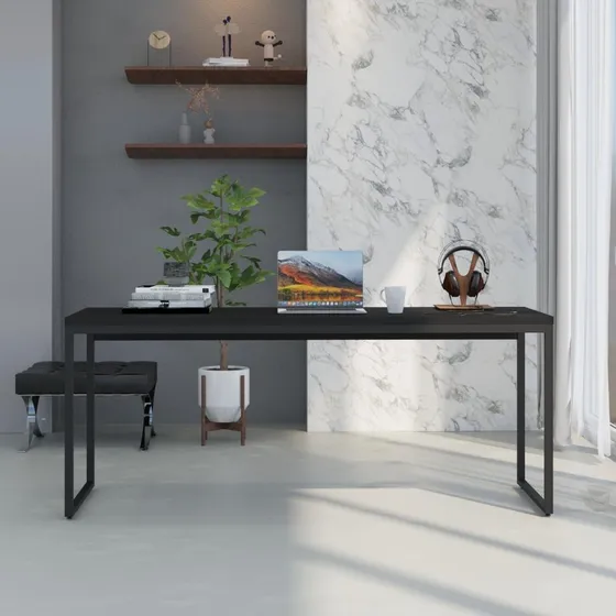 Mesa Para Escritório Diretor 1,80m Dynamica Cor Preto Ônix / Est.Preta