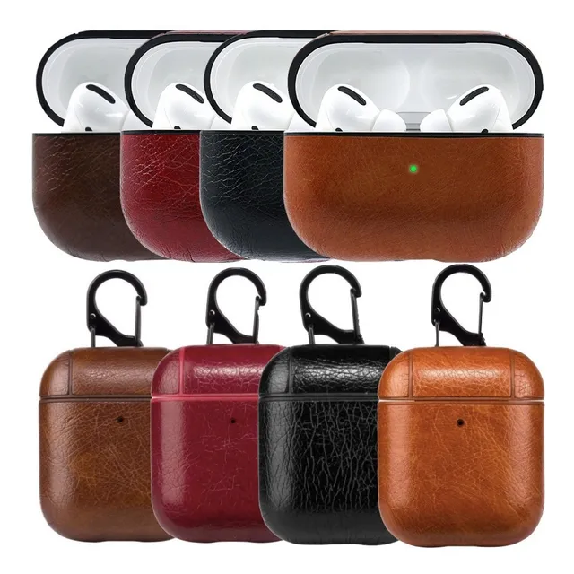 Funda Estuche Forro Case 4 Para AirPods 1 2 3 Pro Lujo Cuero