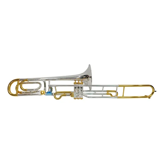 Trombone De Pisto C/rotor Hs Musical Tbv3 Sib -prata C/ Ouro