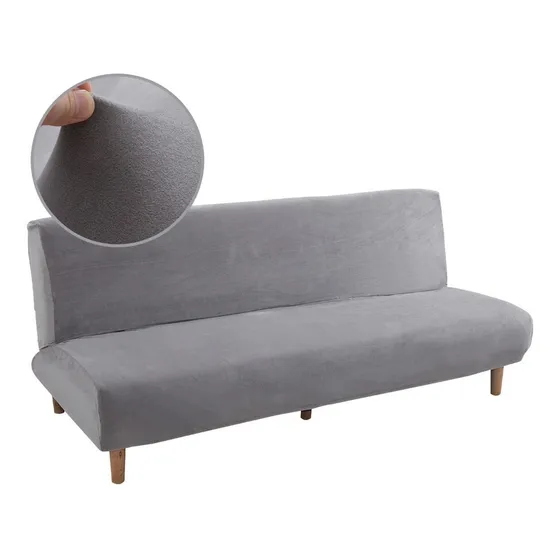 Funda De Futón Elástica Para Sofá Cama Sin Brazos Terciopelo Color Gris
