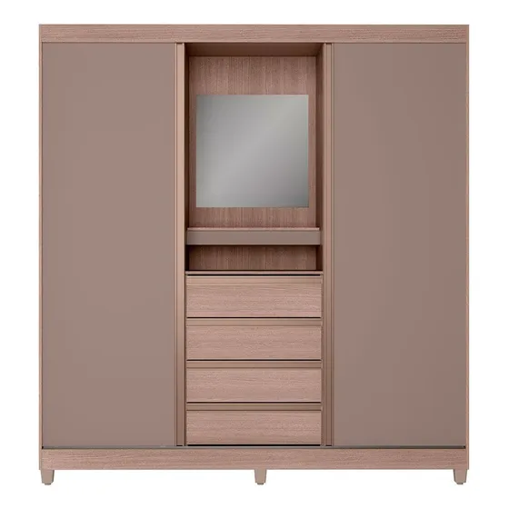 Guarda Roupa Fortaleza Ii 2 Portas 4 Gavetas Bartira Cor Avelã/Cappuccino