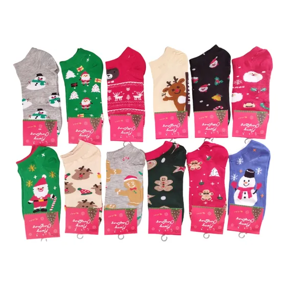 Medias Navideñas De Navidad Cortas Tobilleras La Docena