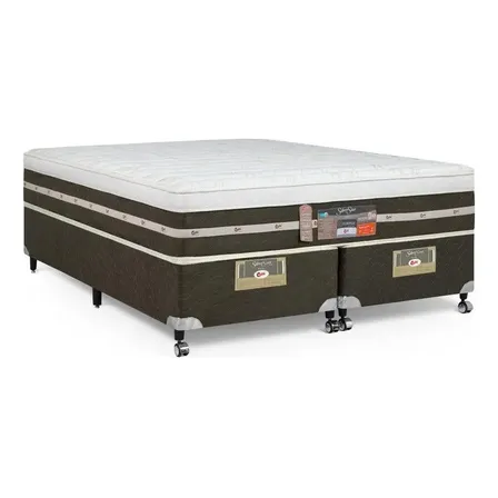 Cama Box + Colchão Castor Queen Silver Star Air One Face Tecnopedic 158x198x59cm