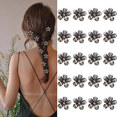 Yission 20pcs Mini Flower Hair Clips With Rhinestone 1lv8s
