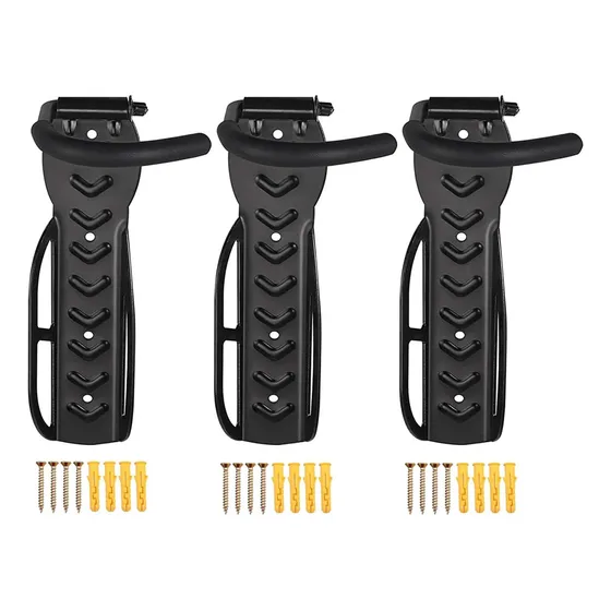 Soporte Gancho Pared Bicicleta 3und/ 30kg + Tornillos/chazos Color Negro