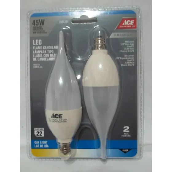 Bombillo Tipo Llama Vela C/base De Candelabro Led 6w Ace 