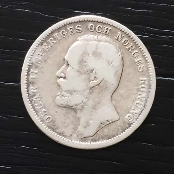 Moeda Suécia/ Noruega - 1 Krona Prata 1897