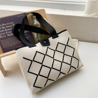 22 X 28 Cm, Bolso De Hombro Tejido Con Líneas Simples Para M 22 X 28 Cm, Bolso De Hombro Tejido Con Líneas Simples Para M