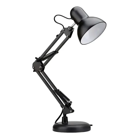 Lampara Escritorio Oficina Con Brazo Flexible Graduable Color de la estructura Negro Color de la pantalla Negra | Cuotas sin interés