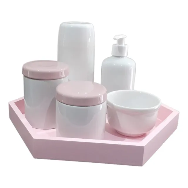 Kit Higiene Bebê Porcelana Maternidade Menina Completo Rosa