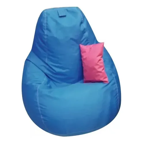 Puff En Forma De Pera Azul+almohanita Para Personas De 150cm