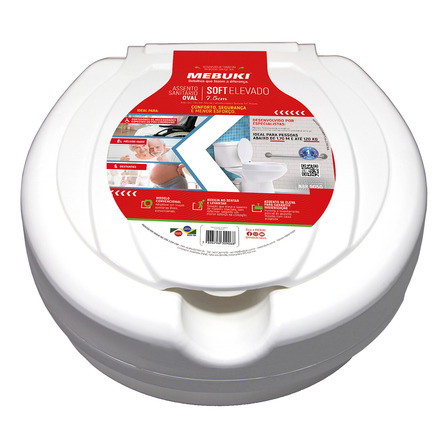 Assento De Vaso Elevado 7,5 Cm Soft - Branco - Mebuki Assento De Vaso Elevado 7,5 Cm Soft - Branco - Mebuki