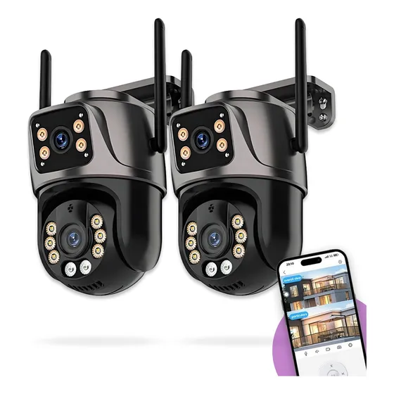 Kit 2 Câmeras De Segurança Externa Lente Dupla 4k Wi-fi Ip