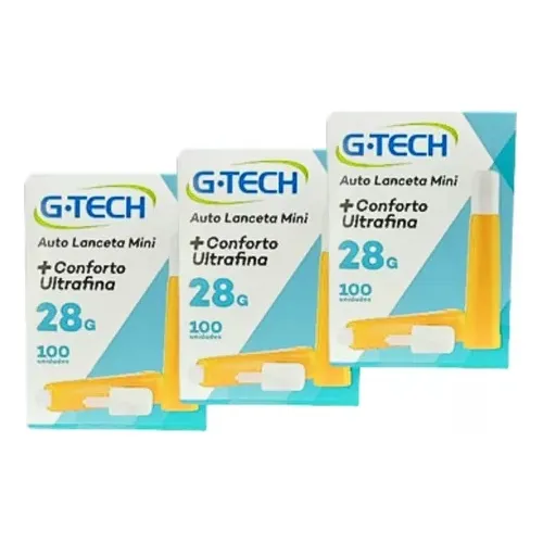 Kit 300 Auto Lanceta Mini 28g Ultrafina Confort G-tech