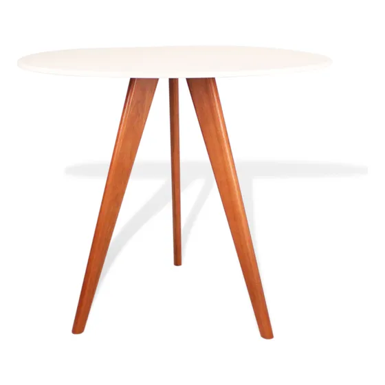 Mesa De Jantar 4 Lugares Tampo Mdf 90cm Base Madeira Maciça