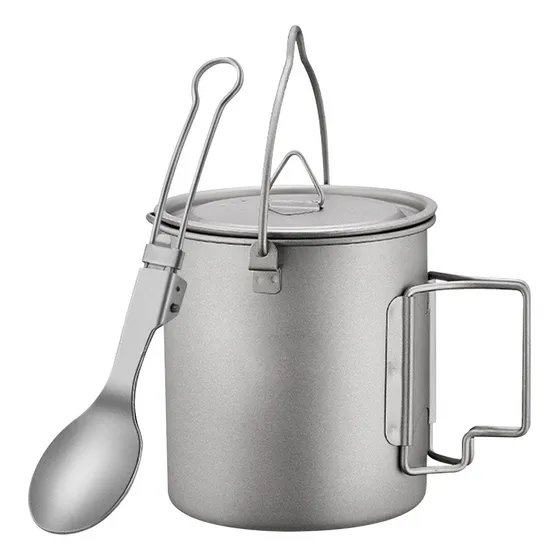 ! Vaso Colgante De Titanio De 750 Ml Con Tapa Y Cuchara