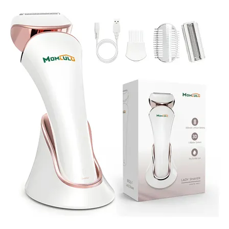 Momlulu 3 Em 1 Depilador Elétrico Feminino Recarregável Barbeador Para Mulheres Molhado Seco Usb Sem Fio Para Pernas Braços Axilas Biquíni Com Uma Lâmina De Alumínio Extra Branco 5v
