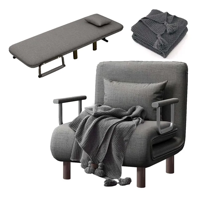 Sofá Reclinable Plegable Con Almohada Sillón Cama Convertible Sofá Cama 3 En 1 Color Gris Con Respaldo Ajustable De 5 Posiciones Diván Tapizado Con Almohada Extraíble Cobbe