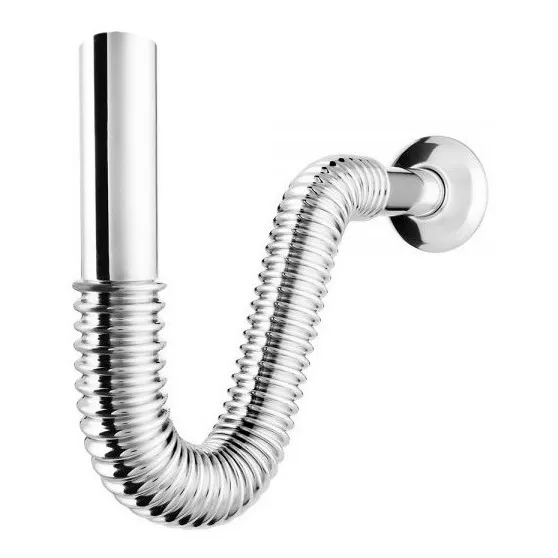 Sifon Cromo Baño Lavatorio Desagüe Caño Flexible