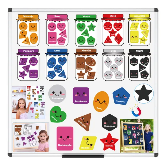 Nuhexry Juego De 10 Paquetes De Clasificación Magnética De Reconocimiento De Forma Y Color Niños Pequeños,imán Educativo,forma De Color, Imán A Juego Para Niños De Aprendizaje Preescolar Para Nevera.