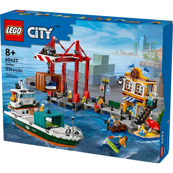 City Porto à beira-mar com navio de carga 1226 Peças Lego