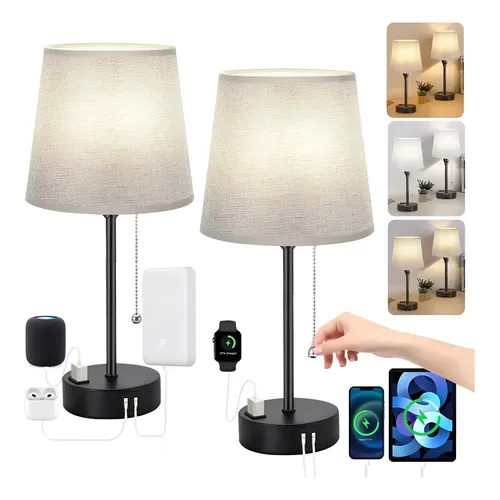 Lámpara De Mesa LED Recargable - Altura Ajustable 2 Posiciones - 3 Niveles De Brillo - USB Tipo C - Sin Cables