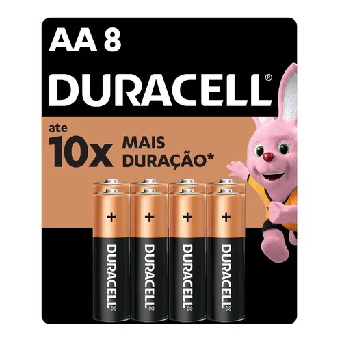 Pilha Alcalina Aa Pequena Duracell Com 8 Unidades
