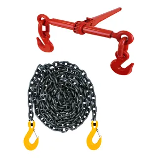 Corrente 3/8 5mts. + Tensionador + 2x Gancho Clevis C/ Trava Corrente 3/8 5mts. + Tensionador + 2x Gancho Clevis C/ Trava