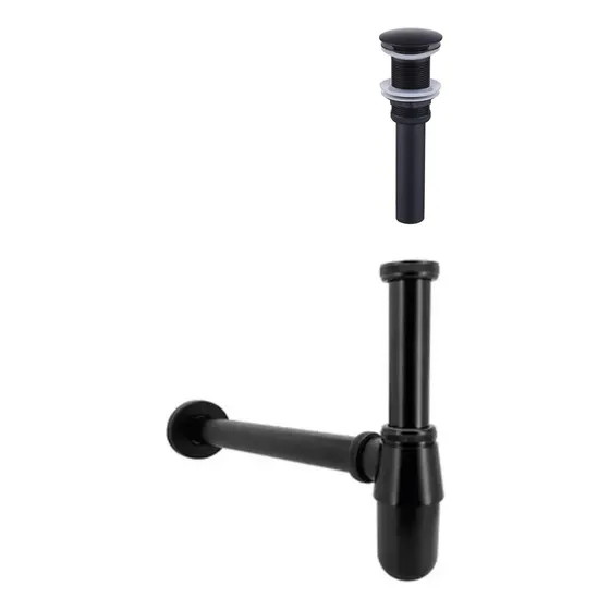 Push Tipo Hongo De Lujo + Desagüe Negro Metálico