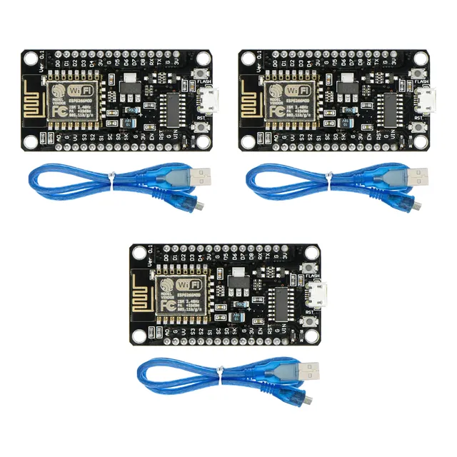 3 Piezas Modulo Wifi Esp8266 Lua Nodemcu Node Mcu + 3 Cables