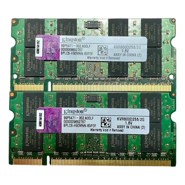 Kit 4gb (2gb+2gb=4gb) Laptop Ddr2 800mhz Kingston Pc2-6400