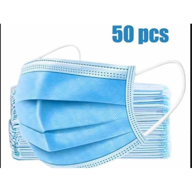 Tapabocas Mascarillas Quirúrgicas 3 Capas Azul Caja De 50