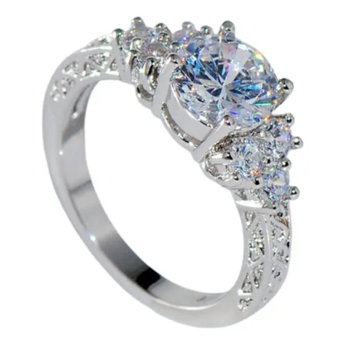 Anillo De Compromiso Con Cristal Circon, Boda, Aniversario