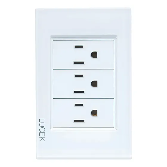 Placa Con 3 Contactos Lucek Cristal 16 A 250v Blanco