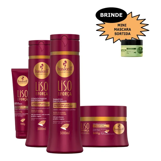 Kit Haskell Liso Com Força 300ml + Brinde
