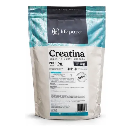 Creatina Monohidratada Em Pó Lifepure 1kg Sem Sabor Sem Sabor