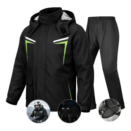 Capa De Chuva Moto Com Capuz Impermeável Motoqueiro Verde P-s(45-60kg)