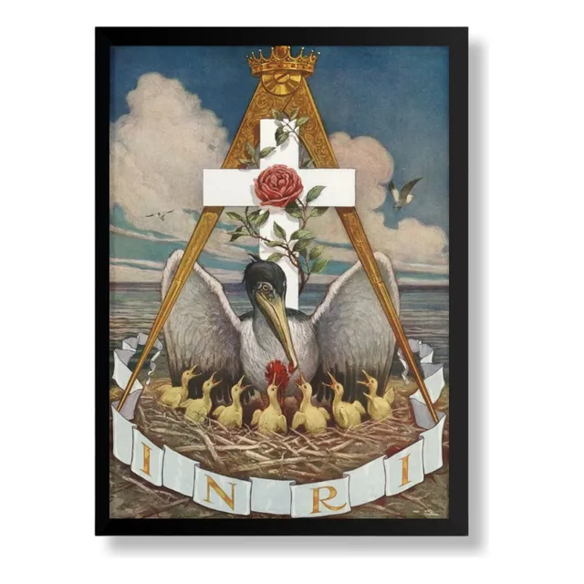 Quadro  Simbolos Maçonicos Pelicano Inri G.a.d.u