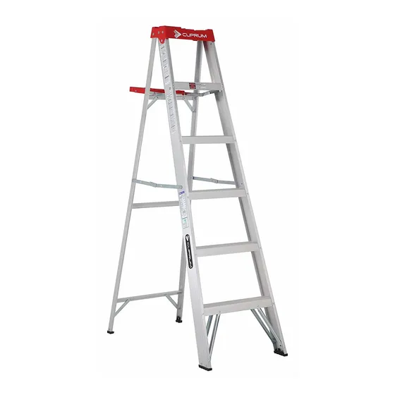 Escalera de aluminio tijera Cuprum C-2312-06N gris y rojo