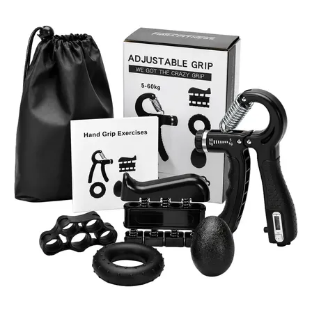 Kit Agarre Antebrazo Hand Grip Fuerza Ejercitador Gimnasio Negro