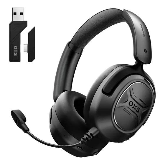Audifonos Gamer Inalambricos Bluetooth De Diadema , Anc , Microfono Desmontable , Bluetooth 5.4 & 2.4GHz Baja Latencia , Dos Modos EQ , 70h Bateria , Compatibles Con Pc , OXS A2 Negro