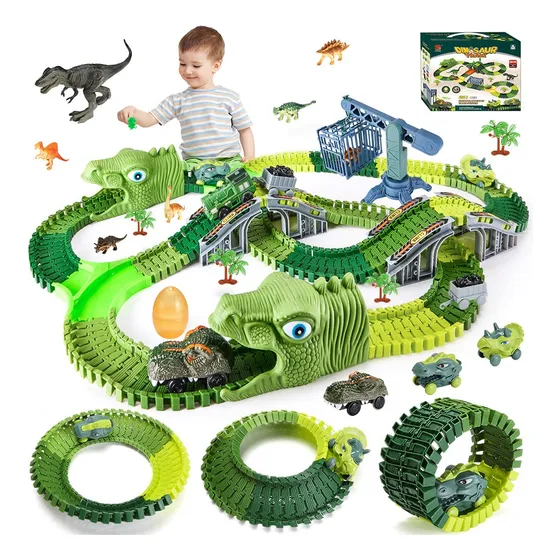 Pista Auto Dinosaurio Flexible Con Luz Led Juguete Niños 279