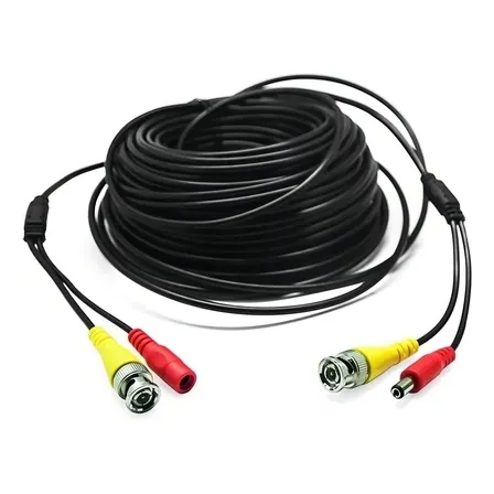 Cable Para Camaras Seguridad Cctv Video Y Poder Bnc 40 Mts Color Negro